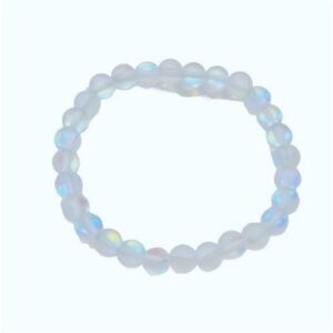 UNBRANDED Frosted Iridescent GLASS AB BEADED Luminous Stretch Bracelet